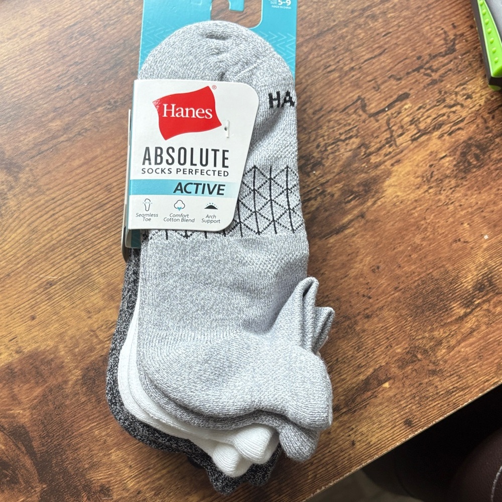Hanes Women’s Active Socks in Gray, Black and White